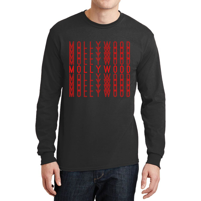 Mollywood Malayalam Indian Movies Repeating Red Text Gift Long Sleeve Shirts by cm-arts | Artistshot