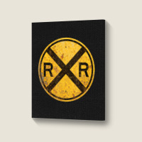 Railroad Crossing Sign 1935 Train Warning Symbol Portrait Canvas Print | Artistshot