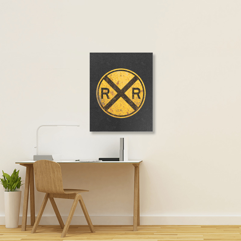 Railroad Crossing Sign 1935 Train Warning Symbol Portrait Canvas Print | Artistshot