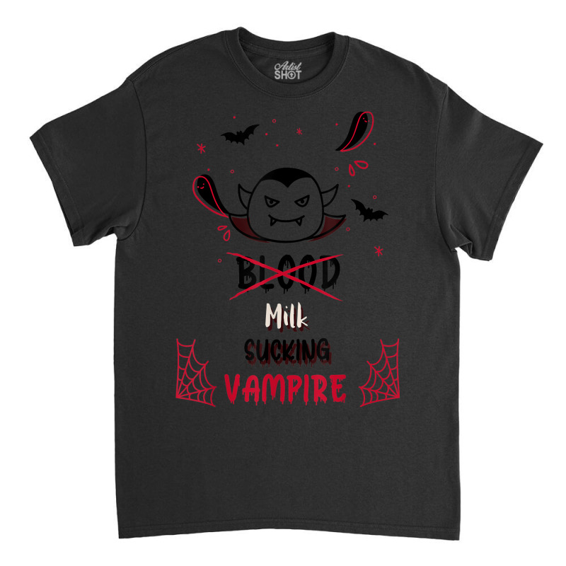 Cute Doodle Milk Sucking Vampire Halloween Costume For Kids Classic T-shirt by Color | Artistshot