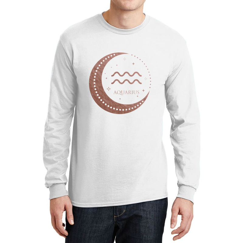 Boho Aquarius Constellation Moon Birthday Long Sleeve Shirts | Artistshot