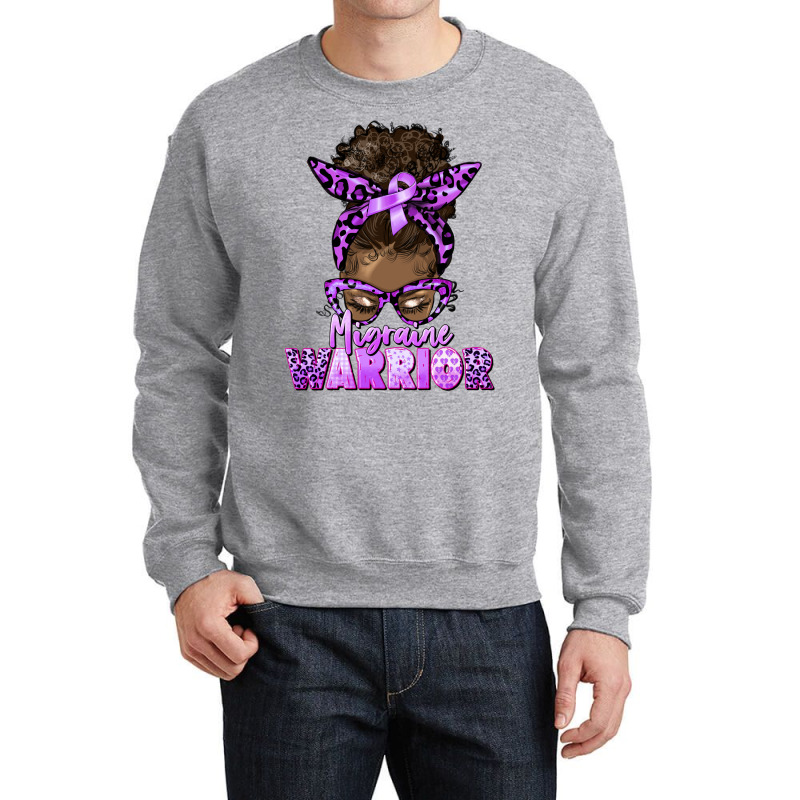 Migraine Warrior Afro Messy Bun Crewneck Sweatshirt | Artistshot