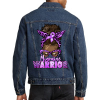 Migraine Warrior Afro Messy Bun Men Denim Jacket | Artistshot