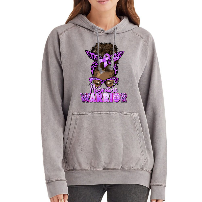 Migraine Warrior Afro Messy Bun Vintage Hoodie | Artistshot