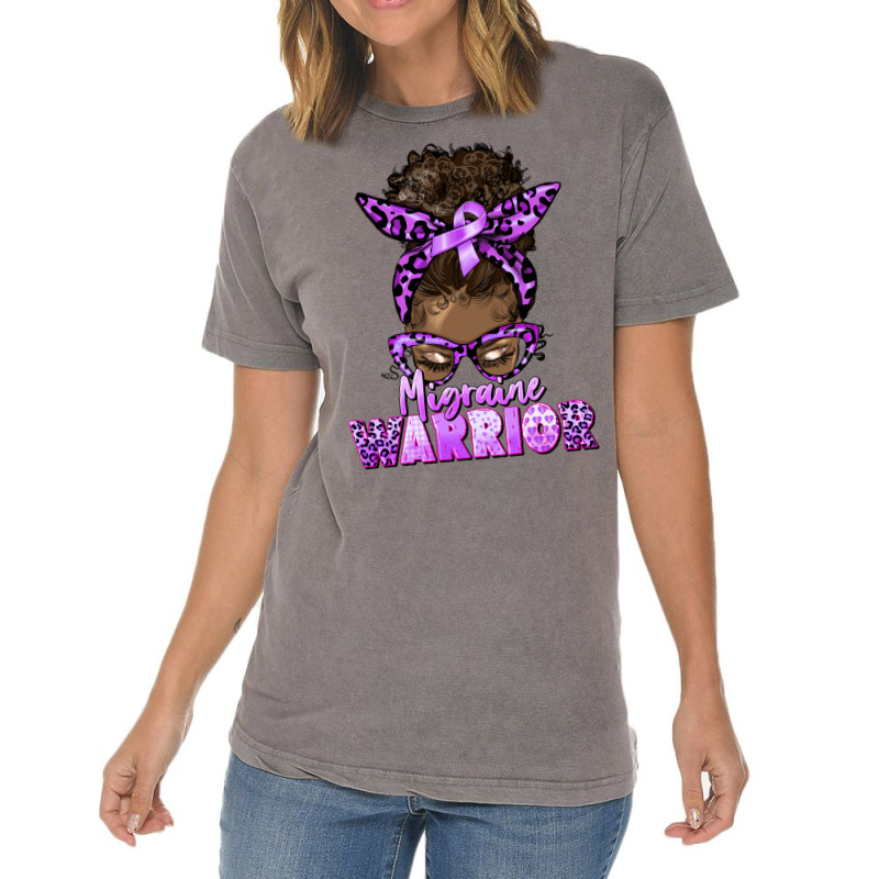 Migraine Warrior Afro Messy Bun Vintage T-shirt | Artistshot