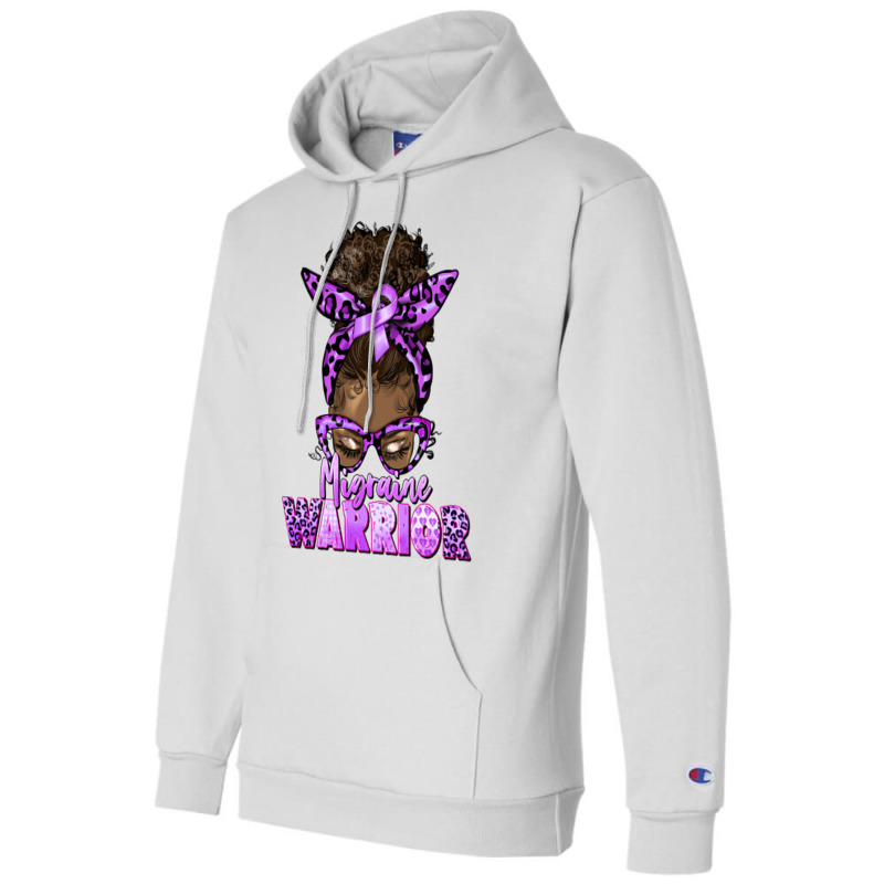 Migraine Warrior Afro Messy Bun Champion Hoodie | Artistshot