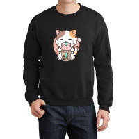 Boba Tea Cat Bubble Tea Cat Milk Tea Kawai Anime Cat Crewneck Sweatshirt | Artistshot