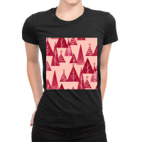 Blush And Red Watercolor Christmas Trees Ladies Fitted T-shirt | Artistshot