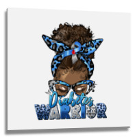 Diabetes Warrior Afro Messy Bun Metal Print Square | Artistshot