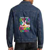 Bunny Eat Chocolate Eggs Will Trade Sister For Easter Candy Men Denim Jacket | Artistshot