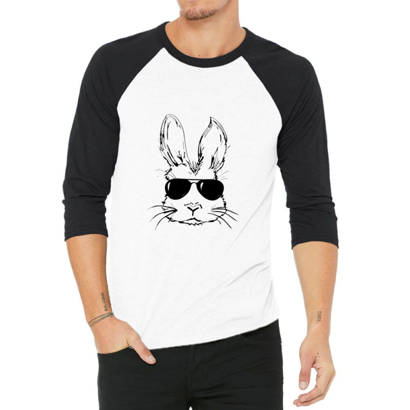 Bunny Face With Sunglasses Easter Day For Boys Men Kids 3/4 Sleeve Shirt | Artistshot