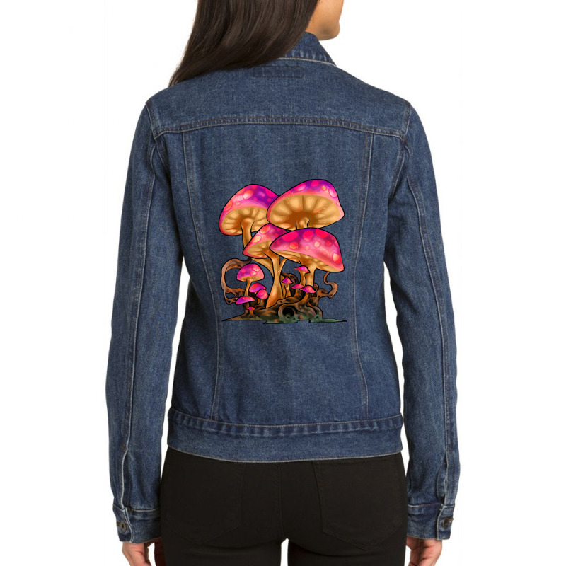 Mycology Mushroom Psychedelic Ladies Denim Jacket by saolalala | Artistshot