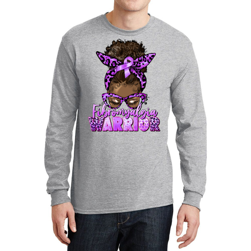 Fibromyalgia Warrior Afro Messy Bun Long Sleeve Shirts | Artistshot