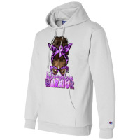 Fibromyalgia Warrior Afro Messy Bun Champion Hoodie | Artistshot