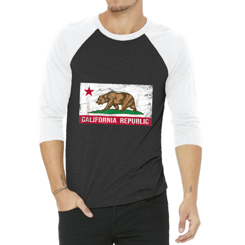 California Republic Flag Ca Distressed Design Classic 3/4 Sleeve Shirt | Artistshot