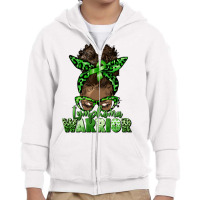 Lymphoma Warrior Afro Messy Bun Youth Zipper Hoodie | Artistshot