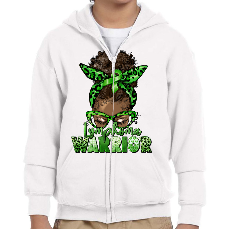 Lymphoma Warrior Afro Messy Bun Youth Zipper Hoodie | Artistshot