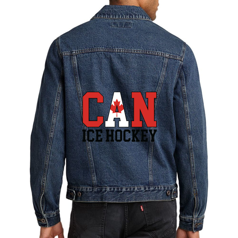 Canada Flag Hockey Player Canadian Can Ice Hockey Pullover Men Denim Jacket | Artistshot