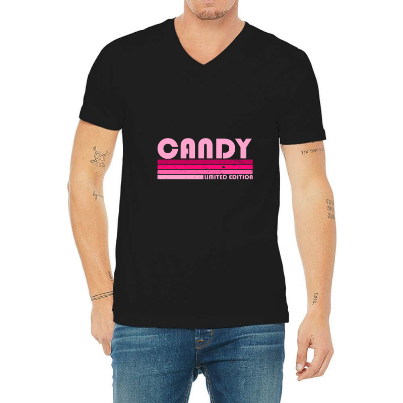 Candy Name Personalized Retro Vintage 80s 90s Birthday V-neck Tee | Artistshot