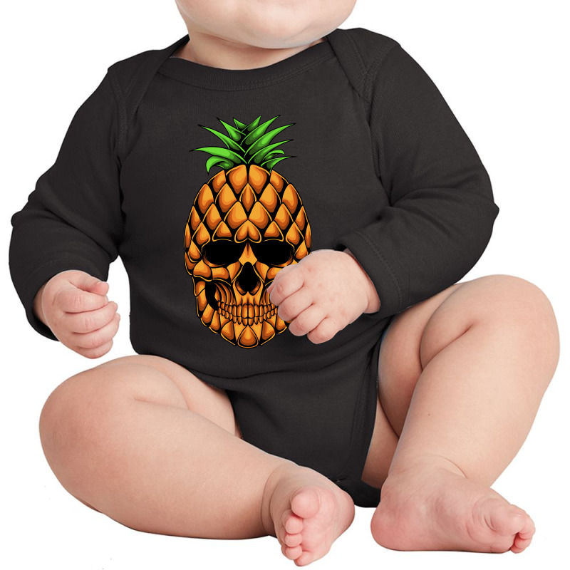 Pineapple Skull Head Vector Illustration Long Sleeve Baby Bodysuit | Artistshot