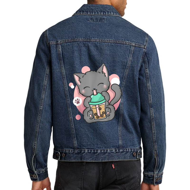 Cat Boba Tea Bubble Tea Anime Kawai Neko Men Denim Jacket | Artistshot