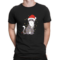 Cat Christmas Hat Christmas Lights Cute Cat Christmas T-shirt | Artistshot