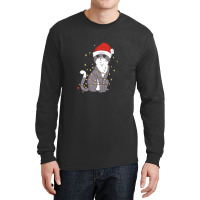 Cat Christmas Hat Christmas Lights Cute Cat Christmas Long Sleeve Shirts | Artistshot