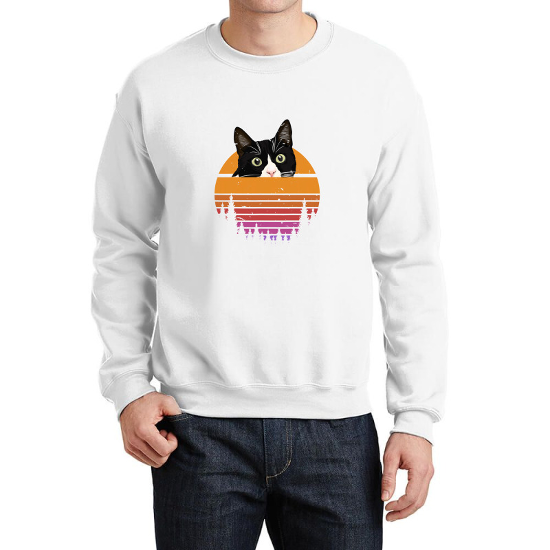 Cat Retro Style Kitten Retro Style Black Cat Crewneck Sweatshirt | Artistshot