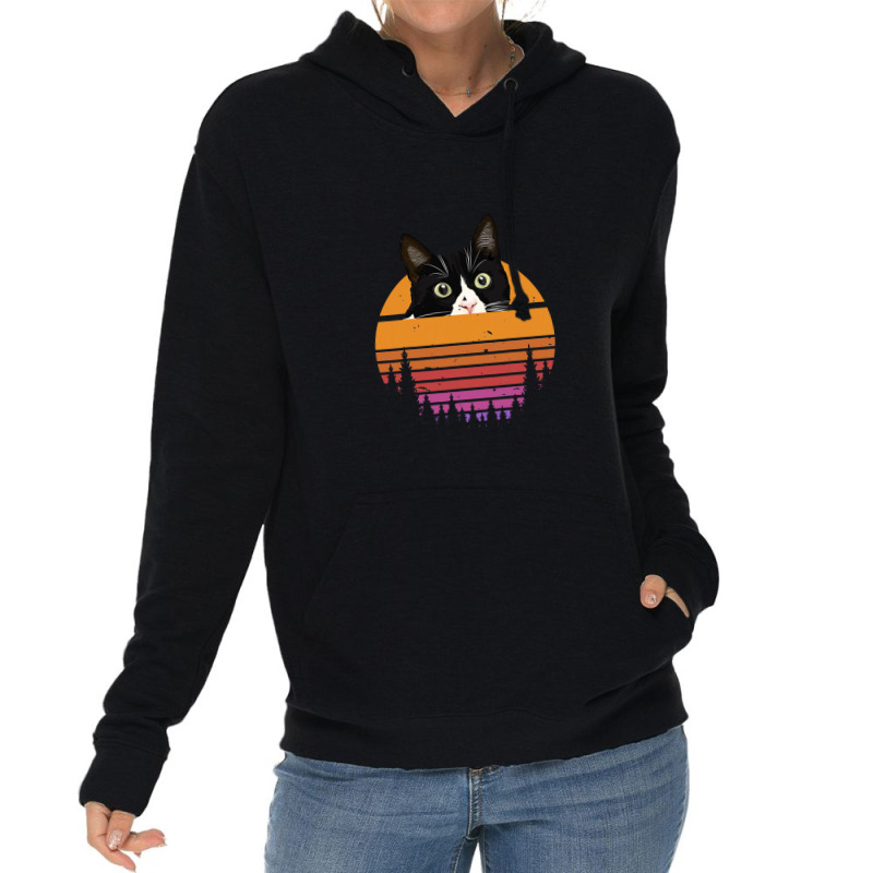 Cat Retro Style Kitten Retro Style Black Cat Lightweight Hoodie | Artistshot