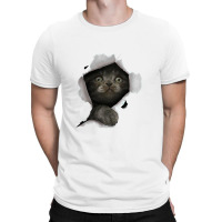 Cat Shirt, Gray Cat Tshirt, Cat Torn Cloth Shirt, Kitten T-shirt | Artistshot