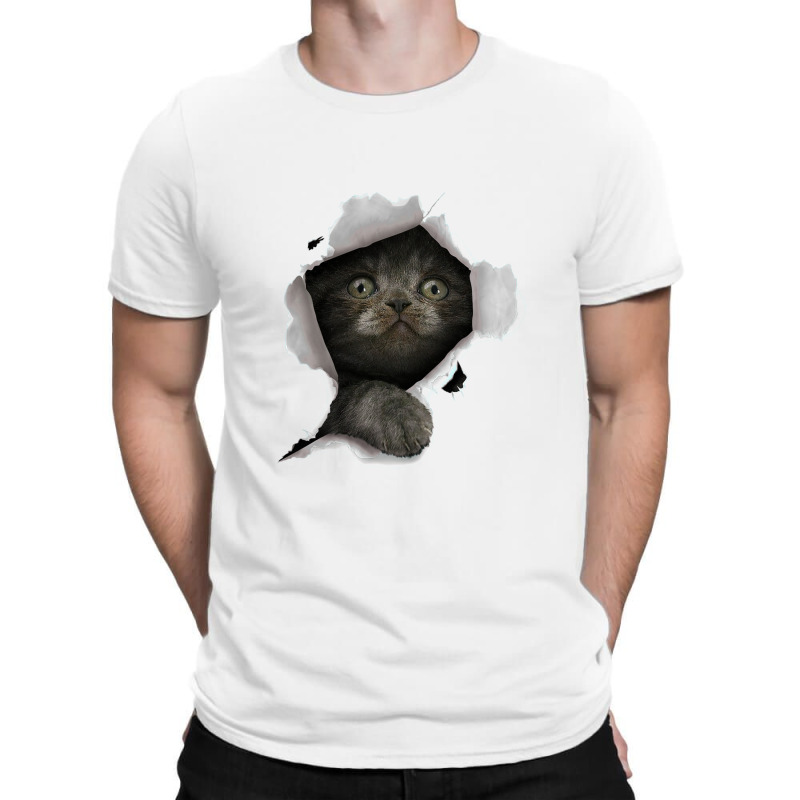 Cat Shirt, Gray Cat Tshirt, Cat Torn Cloth Shirt, Kitten T-shirt | Artistshot