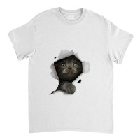 Cat Shirt, Gray Cat Tshirt, Cat Torn Cloth Shirt, Kitten Classic T-shirt | Artistshot