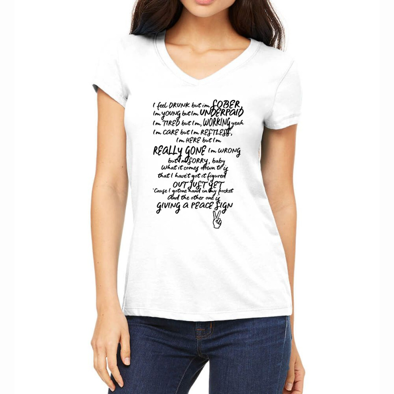 Hand In My Pocket Alanis Morissette - Peace Sign Women's V-Neck T-Shirt by SAUNDRAHARDAWAY | Artistshot