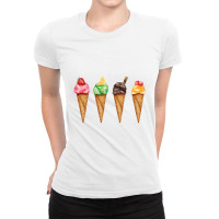 Assorted Ice Cream Cones  Assorted Ice Cream Cones Strawberr Ladies Fitted T-shirt | Artistshot