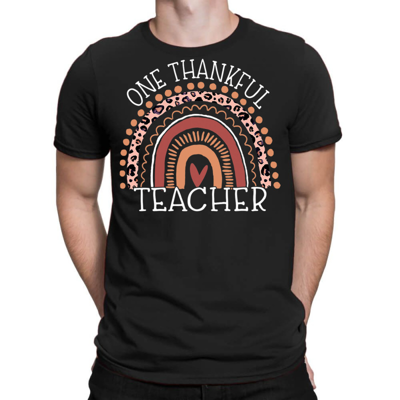 Leopard Rainbow One Thankful Teacher Thanksgiving Christmas T-Shirt by WZ90 | Artistshot