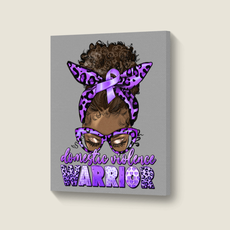 Domestic Violence Warrior Afro Messy Bun Portrait Canvas Print | Artistshot