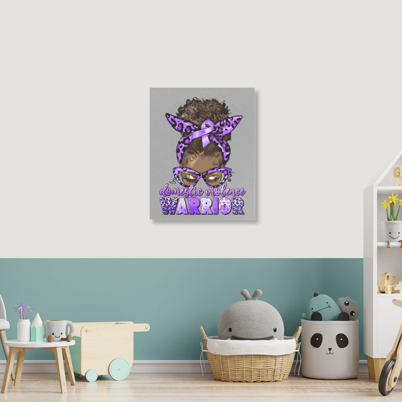 Domestic Violence Warrior Afro Messy Bun Portrait Canvas Print | Artistshot