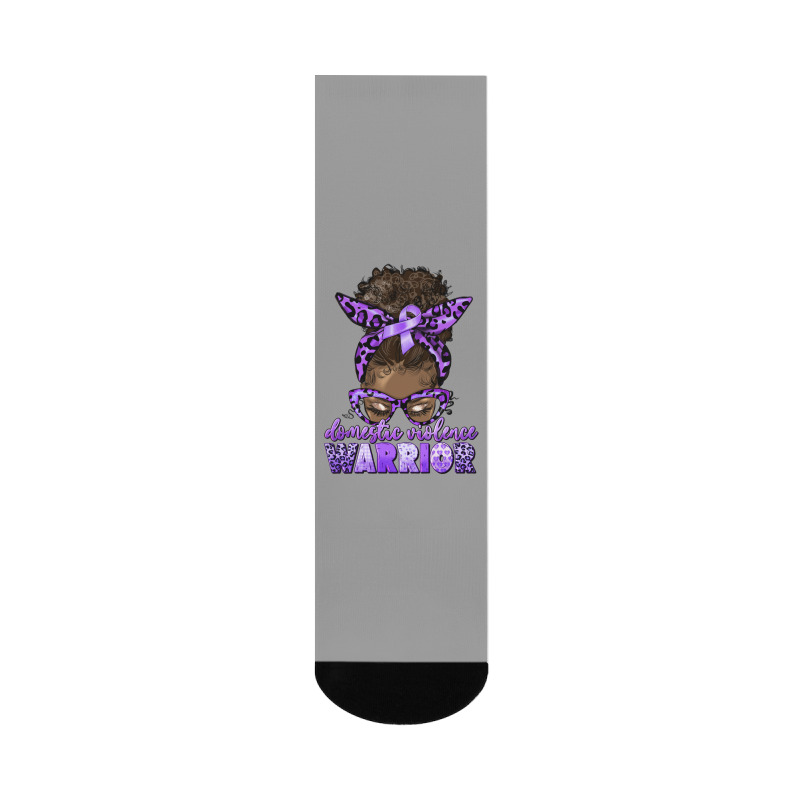 Domestic Violence Warrior Afro Messy Bun Crew Socks | Artistshot