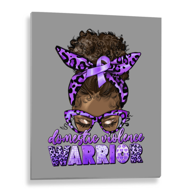 Domestic Violence Warrior Afro Messy Bun Metal Print Vertical | Artistshot