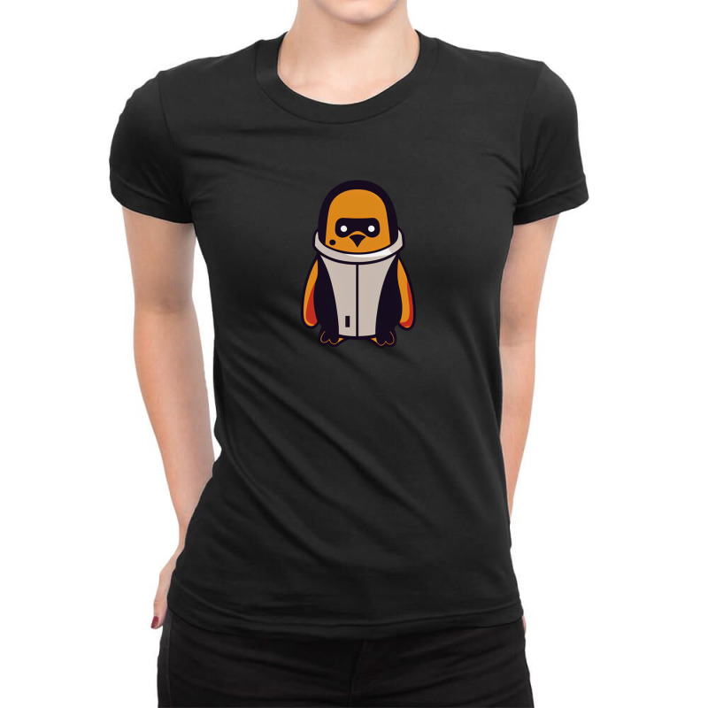 Penguin Wearing A Futuristic Space Suit Gift Ladies Fitted T-Shirt by KaylahConley | Artistshot