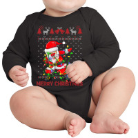 Ugly Christmas Dabbing Sweater Long Sleeve Baby Bodysuit | Artistshot