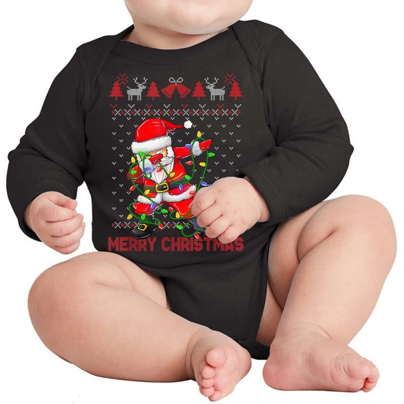 Ugly Christmas Dabbing Sweater Long Sleeve Baby Bodysuit | Artistshot