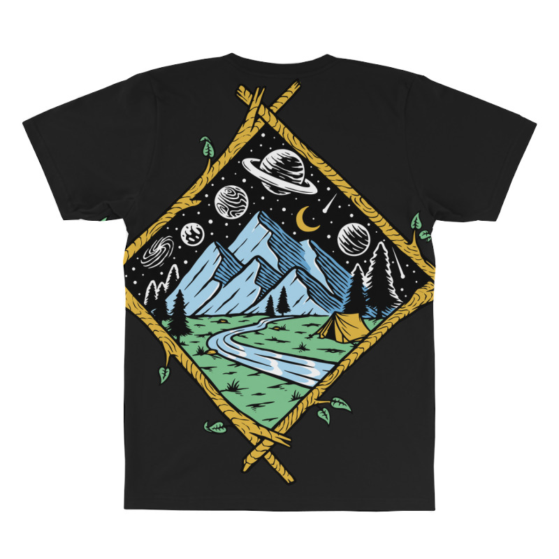 Mountain View At Night Isolated All Over Men's T-shirt | Artistshot