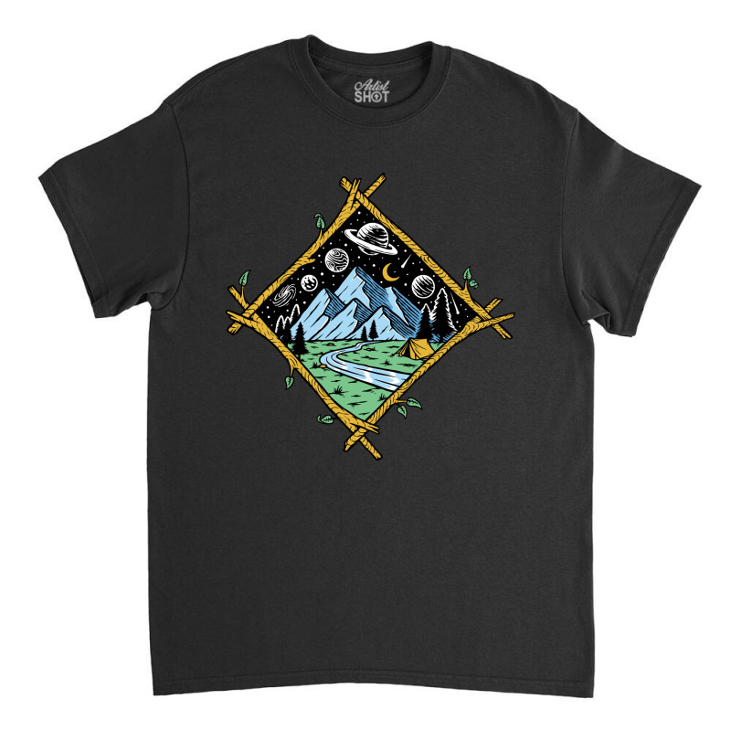 Mountain View At Night Isolated Classic T-shirt | Artistshot