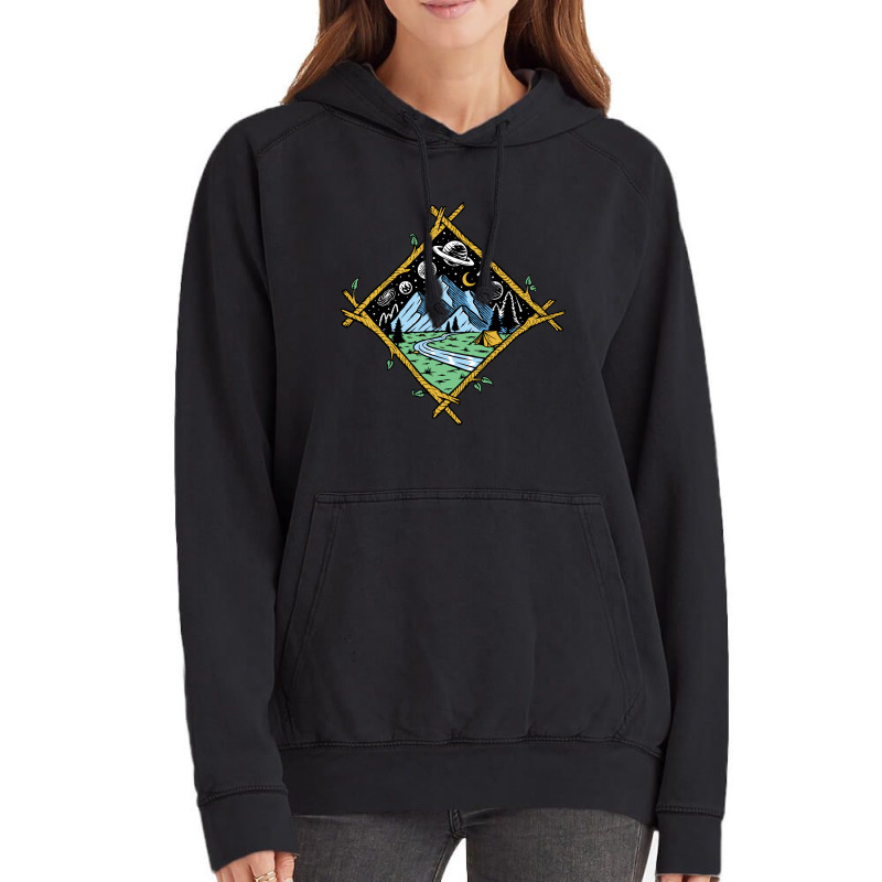 Mountain View At Night Isolated Vintage Hoodie | Artistshot
