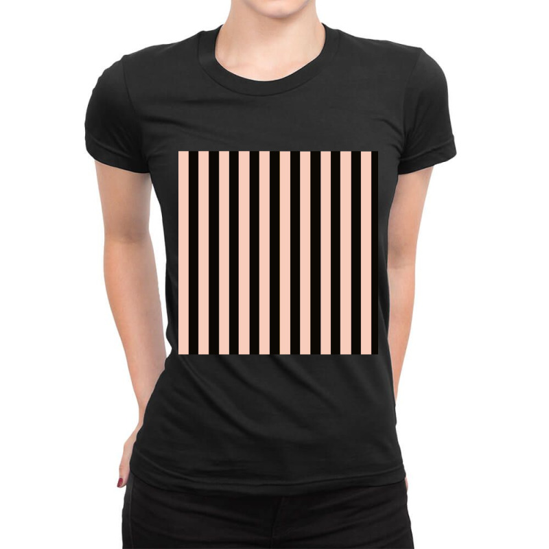 Light Pink And Black Vertical Stripes Pattern Design Ladies Fitted T-Shirt by ULISESMORENO | Artistshot