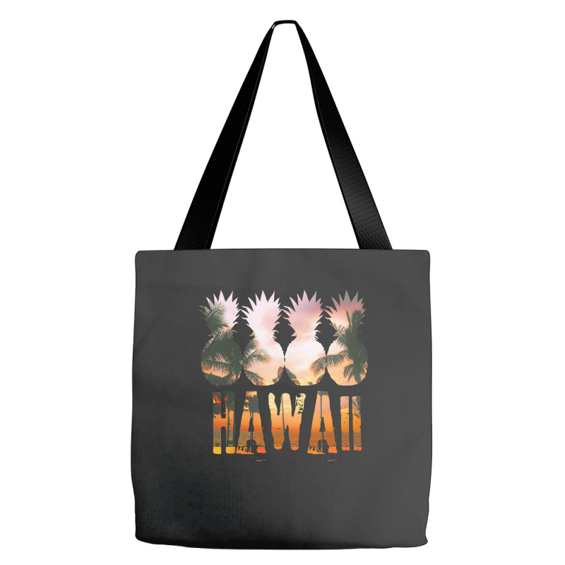 Hawaii Pineapple T  Shirthawaii Pineapple Showing Beach At Sunset T  S Tote Bags | Artistshot
