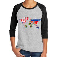 International World Flags Flags World Map S Youth 3/4 Sleeve | Artistshot