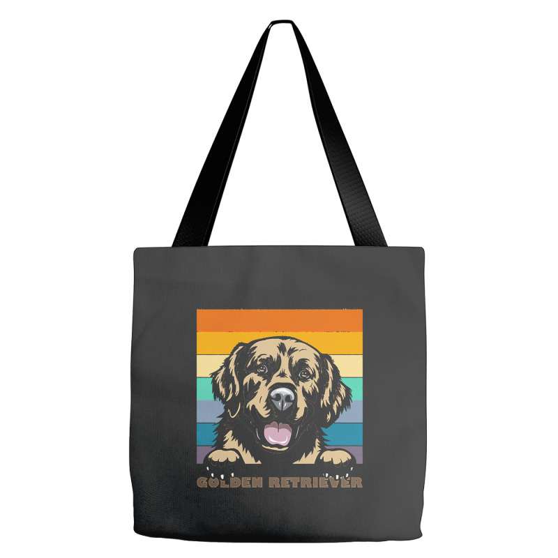 Dogs T  Shirt Golden Retriever Distressed Retro Sunset Dog Face Design Tote Bags | Artistshot