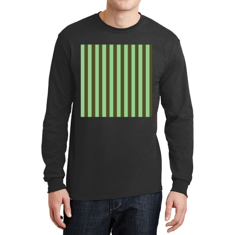 Olive Green And Light Green Vertical Stripes Pattern Long Sleeve Shirts | Artistshot